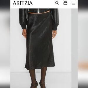 Babaton slip satin midi skirt